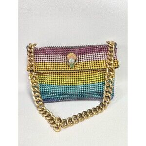 Kurt Geiger Small Multicolor Crystal Embellished Gold-Tone Chain Shoulder Bag